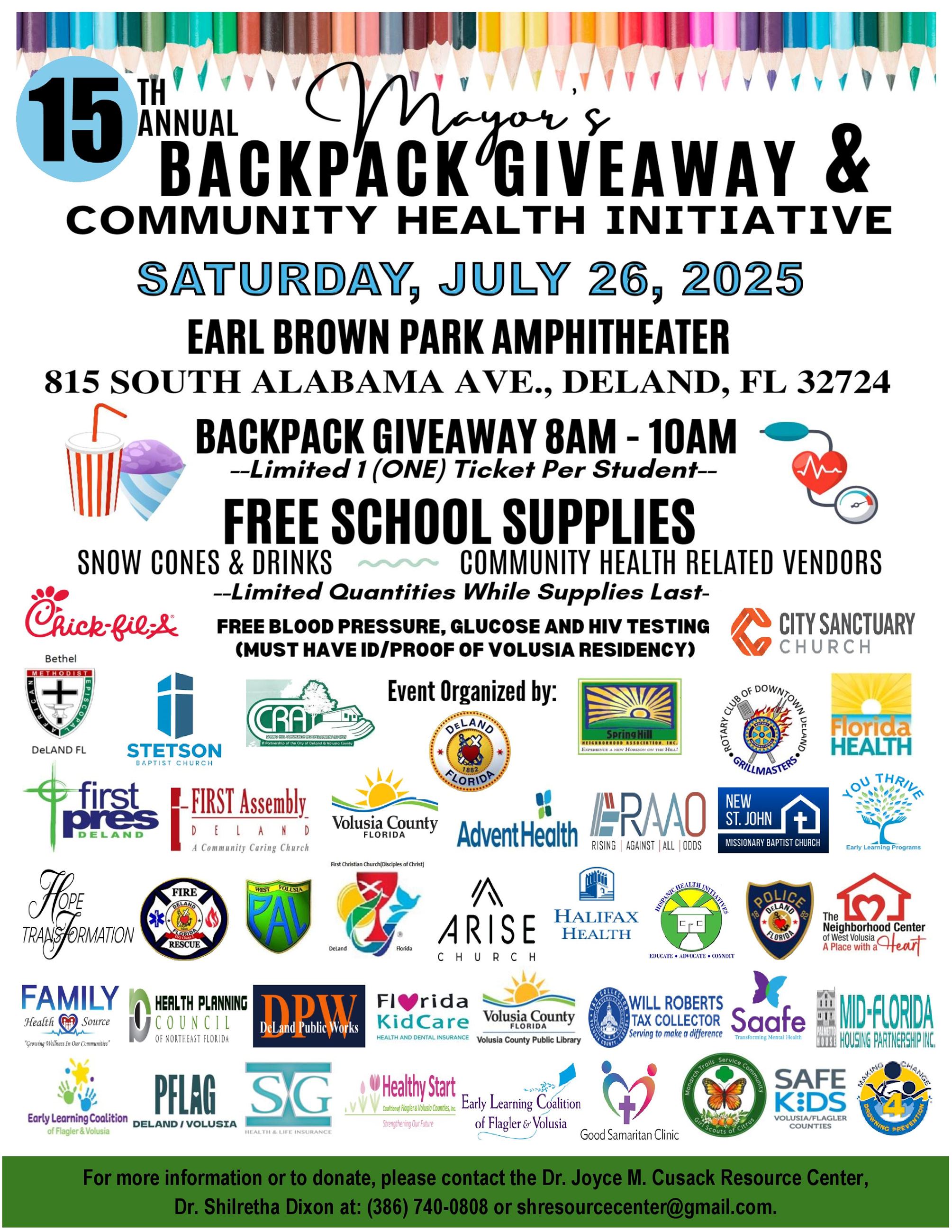 Mayors Backpack Giveaway graphic